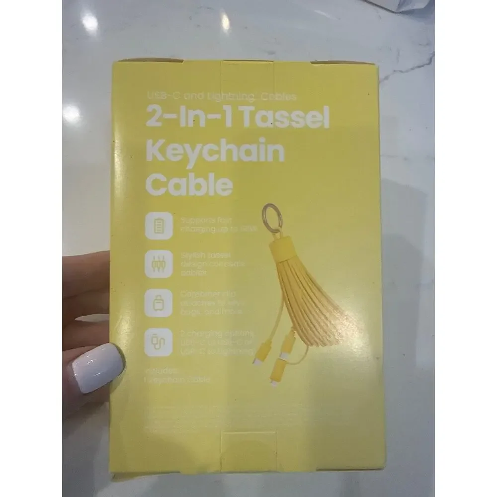 2 in 1 tassel keychain cable